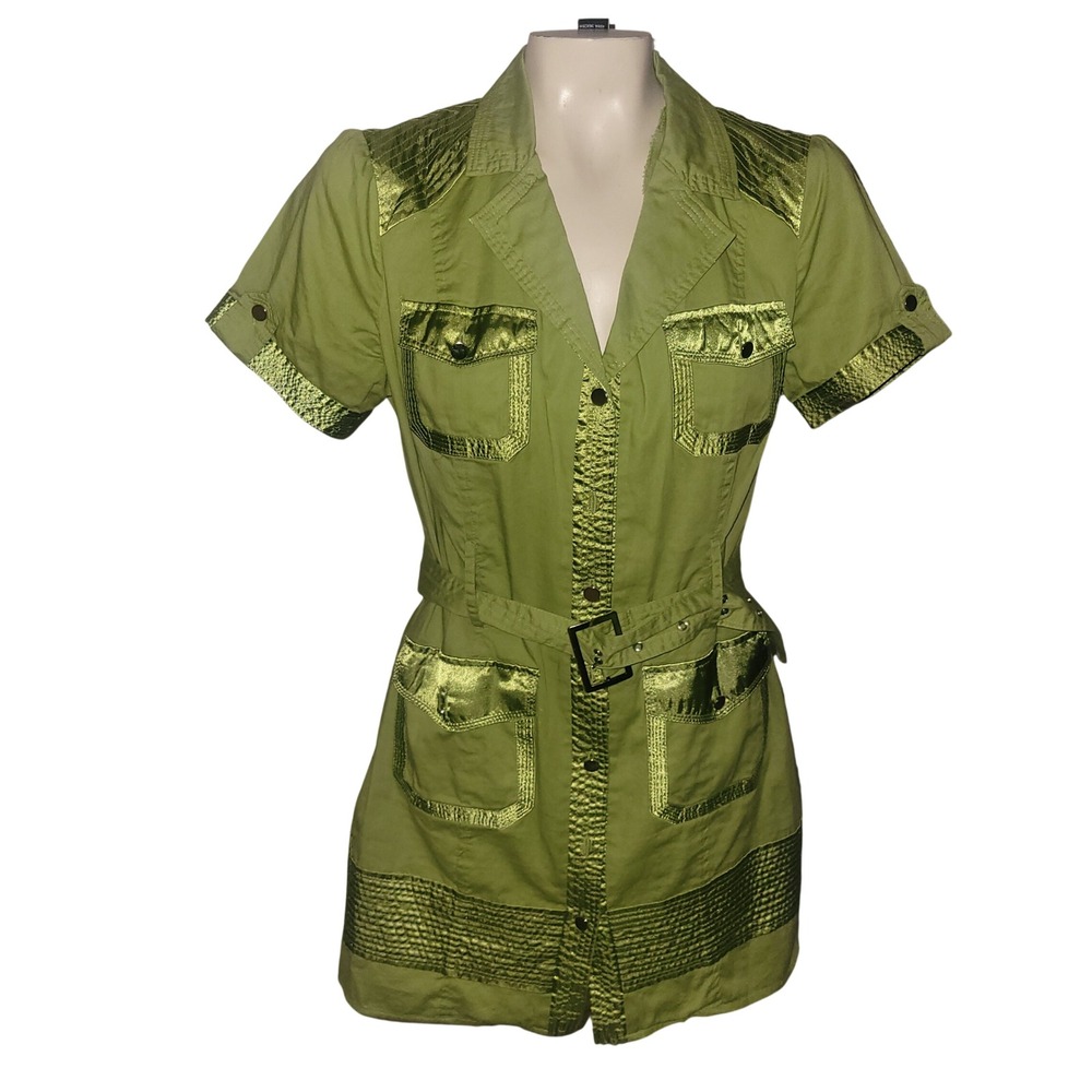 ANTILIA FEMM Green Utility Belted Short‎ Sleeve Dress  L
Retro Y2K Streetwear